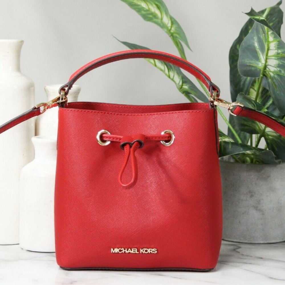 Michael Kors Suri Small Bucket Flame Red Crossbody